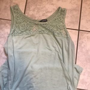 Light blue tank top with lace